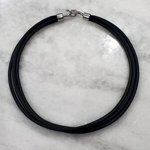 Carolee Leather & Sterling Silver Choker Necklace